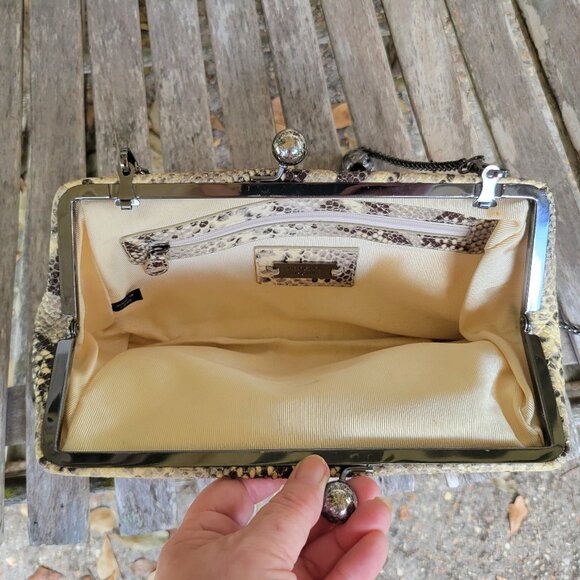 BADGLEY MISCHKA Snakeskin Print Clutch Shoulder Bag w/ Chain strap - Picture 4 of 5